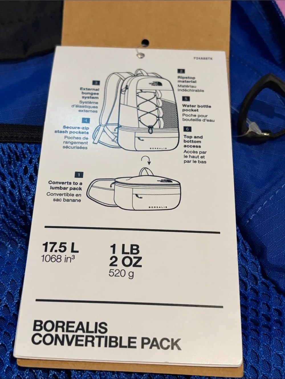 💙🖤 The North Face Unisex Borealis Convertible Backpack - Royal Blue and Black